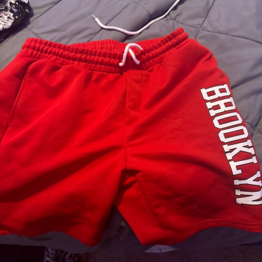 Red Shorts with Brooklyn Print